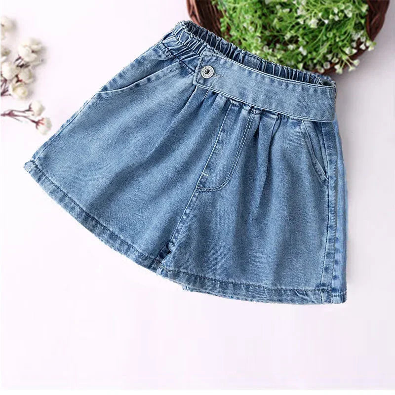 Shorts for Girls.  Blue, All-matching ,  Children Denim Skirt,  Pants, Fashion Jeans, Summer Casual Teen Short Pants (10 /12 /14 Years)