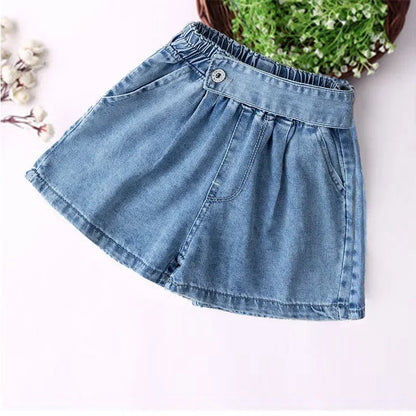 Shorts for Girls.  Blue, All-matching ,  Children Denim Skirt,  Pants, Fashion Jeans, Summer Casual Teen Short Pants (10 /12 /14 Years)