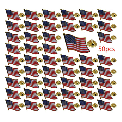 American Flag Lapel Pin, Gold  Plated Enamel Pin Waving United States FLAG.