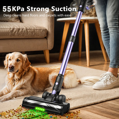 500W/55KPA Self-Standing Cordless Vacuum Cleaner,60 Mins Handheld Vacuum Cleaners,Smart LED Screen Vacuum for Carpet/Pet Hair
