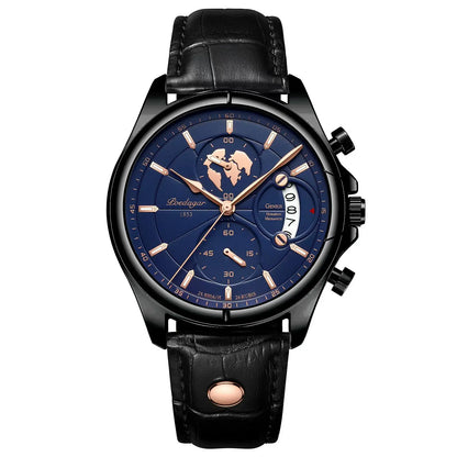 Luxury Mens  Wristwatch,  Chronograph Date,  Waterproof,  Leather.  Mens  Watch,  Quartz, Men's Watches