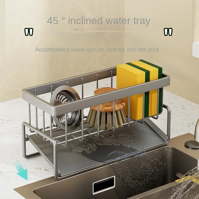 Kitchen stainless steel shelf, sponge drain rack, sink drainage rack, dishwashing supplies, dishcloth storage, drainage rack, for under sink or beside sink