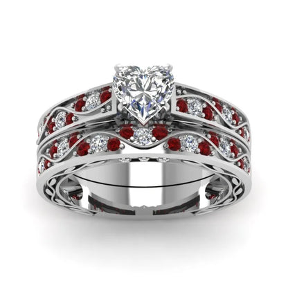 Fashion Couple Rings Men's CZ Stainless Steel Ring, Womens  Heart Cut Crystal Rhinestones Ring Set Wedding  Annniversary, Engagement Jewelry