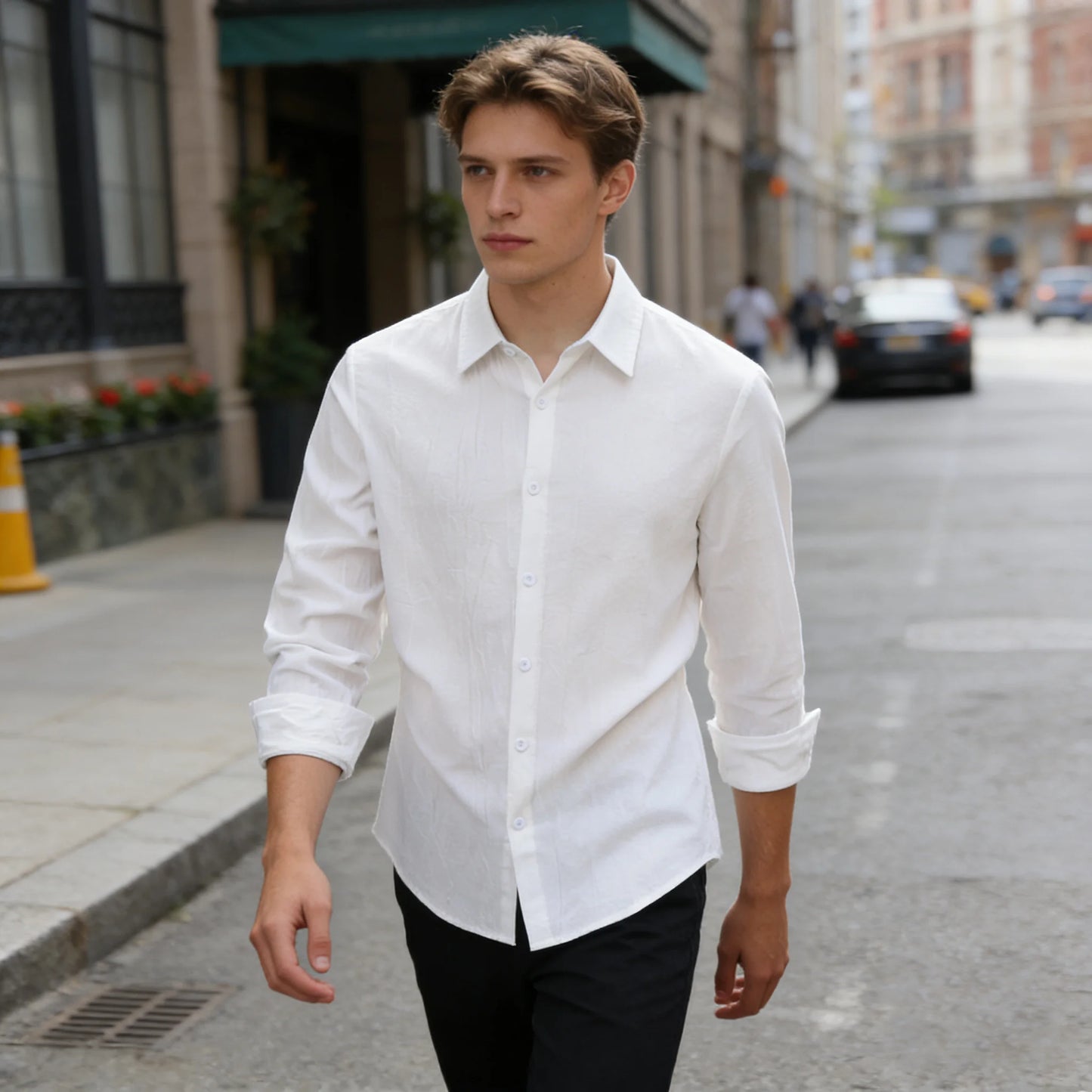 100% Linen Cotton Shirt Men Casual Fashion Male Clothing High Quality Tops Black /White / colors.  Shirts for  casual or Business.   Long Sleeve Shirt for  Men