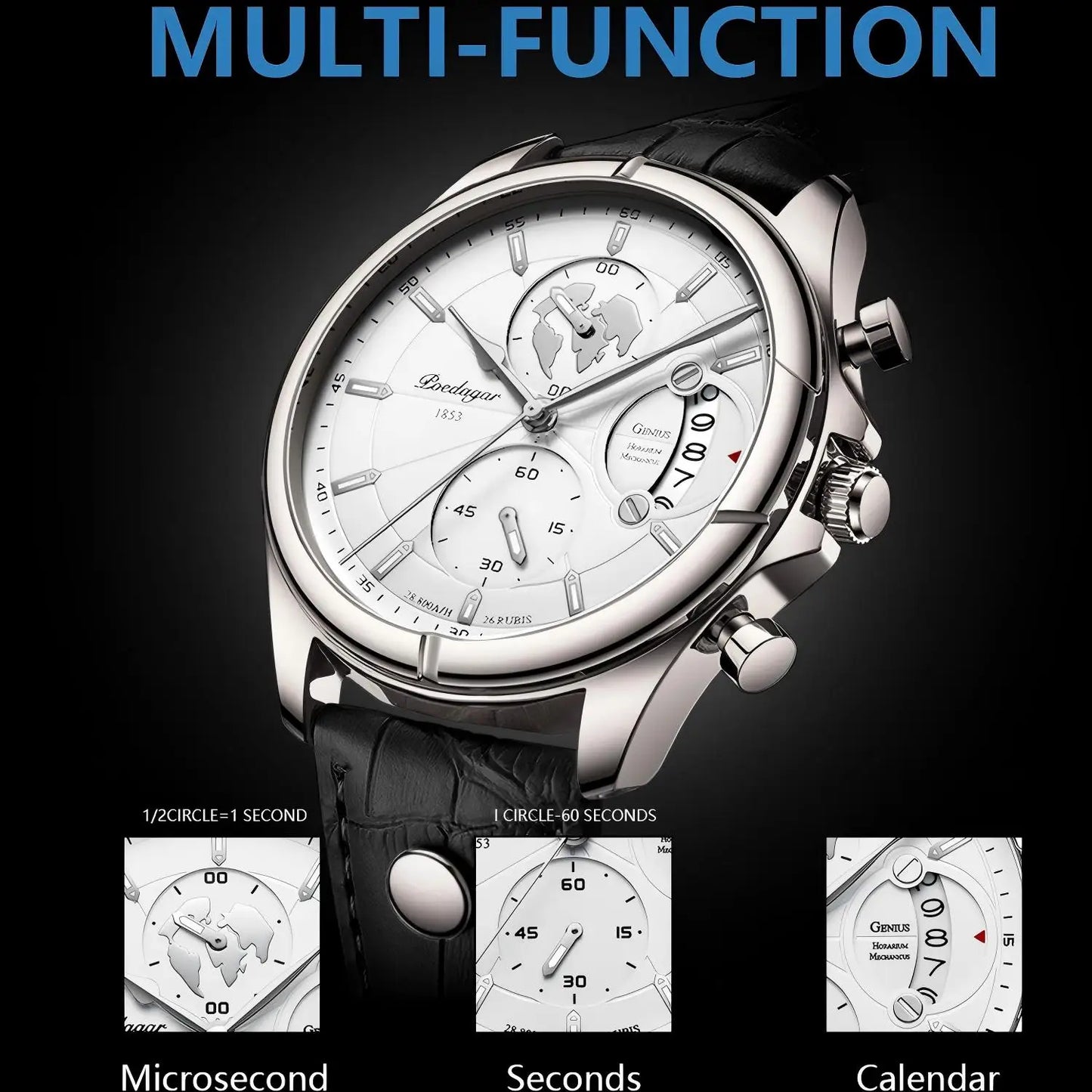 Luxury Mens  Wristwatch,  Chronograph Date,  Waterproof,  Leather.  Mens  Watch,  Quartz, Men's Watches