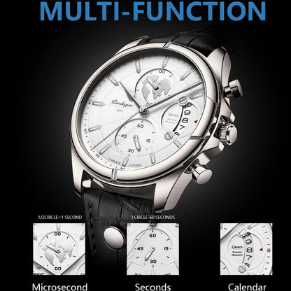 Luxury Mens  Wristwatch,  Chronograph Date,  Waterproof,  Leather.  Mens  Watch,  Quartz, Men's Watches