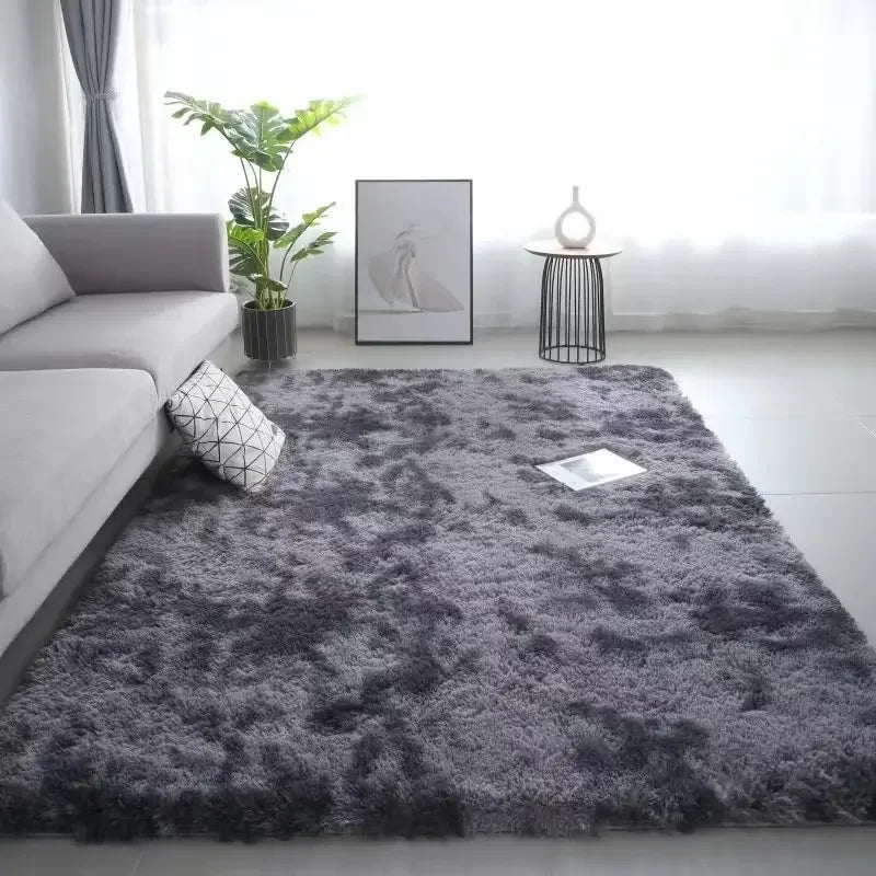Gradient Silk Wool Bedside Rug for Living Room , Bedroom -Non-slip Machine Washable Not Easy to Lose Hair Carpet