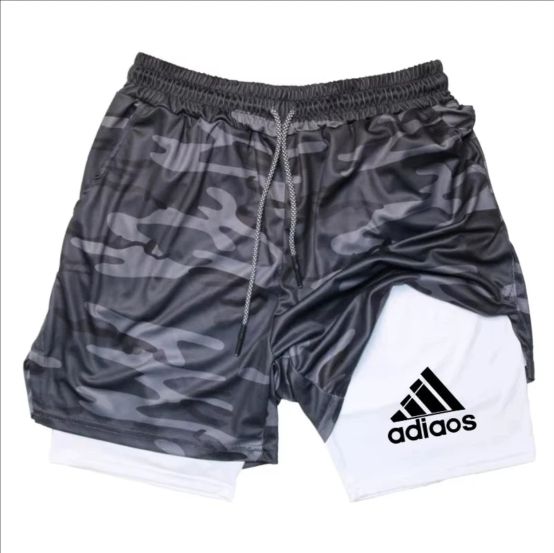 Men's Compression Shorts,  Summer Gym Fitness, Running,  Training Sports Shorts,  Two-In-One Mesh, Breathable and, Quick-Drying Shorts