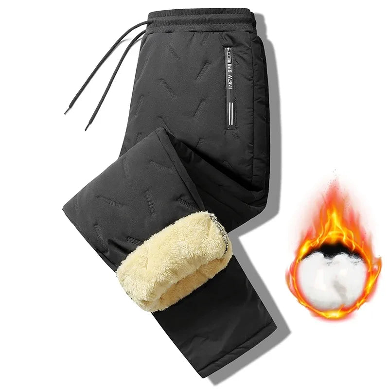 Winter Thickened Womens Long Pants. Very Warm, Solid Color and Straight Pant with Cold Resistance, Drawstring Pant