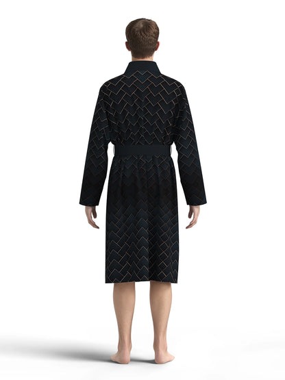 Men's. robe 3D digital full-print casual bathrobe.  Spring and summer,  thin,  quick-drying  robe with belt.