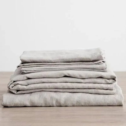 3PCS 100% Washed Linen Sheet Set Natural Flax Bed Sheets 2 Pillowcases Breathable, Soft Farmhouse Bedding,  Bedsheet Flat Sheet