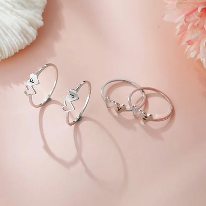 Initial Letter Ring for Women.  Stainless Steel A-Z Alphabet Double Heart Rings for Fashion Wedding  gift, Valentine's Day