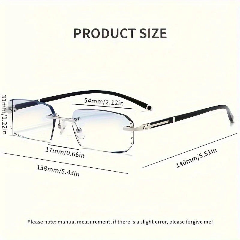 2PCS  of  Frameless Cut Edge, Blue- Anti /Blue-Light Reading Glasses for Fashionable Men and Women Anti -Radiation Reading Glasses