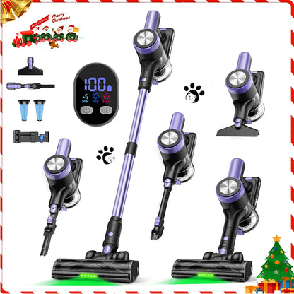 500W/55KPA Self-Standing Cordless Vacuum Cleaner,60 Mins Handheld Vacuum Cleaners,Smart LED Screen Vacuum for Carpet/Pet Hair