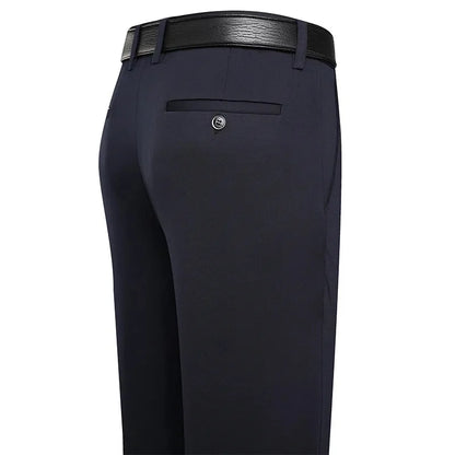 Men's Trousers, Summer -Thin Business Casual Pants.   Classic Solid Colors,  Elastic, Comfortable,  Loose,  Straight leg.