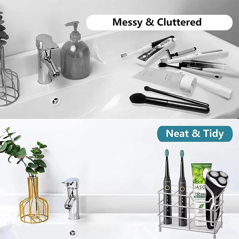 Bathroom Toothbrush Holder,  304 Stainless Steel Tooth Brush Holder,  Toothpaste Holder Stand, Bathroom Accessories Organizer