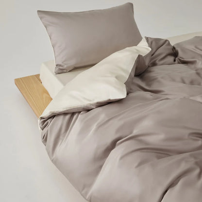 Simple 100% Lyocell Bedding Set,  Solid Colors,  Soft,  Skin-friendly Queen Duvet Cover Set with Sheets  of Natural Plant Fibre on Duvet Cover