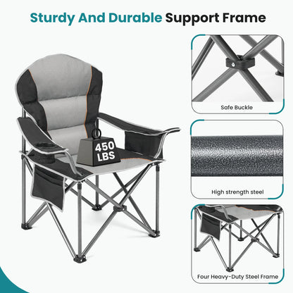 Heavy Duty Camping Chair,  450lbs Capacity,  Portable Folding Chair with Cup Holder,  Sturdy Steel Frame, Outdoor Chair for Camping