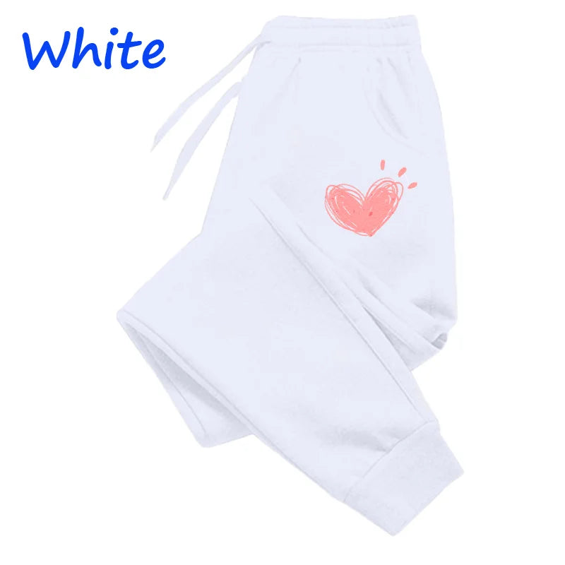 Womens Heart Printed Sweatpants  for Autumn /Winter. Long Cotton Joggers, Womens  Sweat Pants