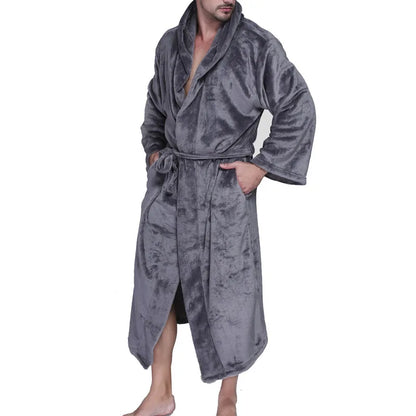 Autumn Winter Men Bathrobe 12XL 8XL 10XL 4XL Bust 150cm Warm Plus Size Sleepwear Pajama