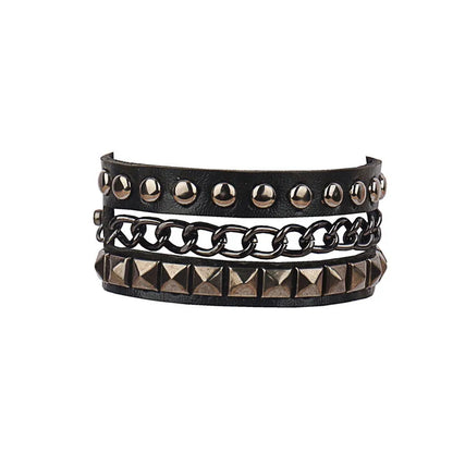 PU Leather Bracelets, Adjustable Cuff Bracelet/ Rivets/Buckle Wristband for Men /Women
