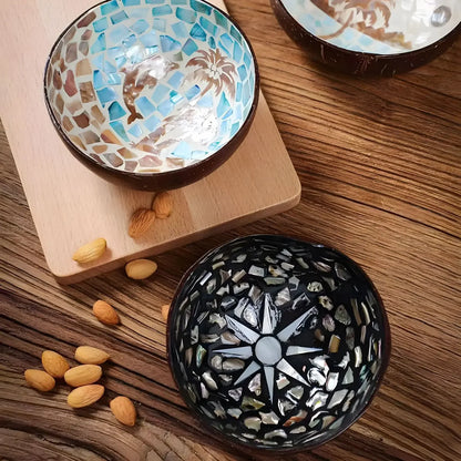 Handmade Alien Coconut Shell Bowl, Inlaid Shells, Wood Bowl,  Storage, Salad Bowl,  Key Storage,  Tray, Home Decoration, Hand Wash!!!