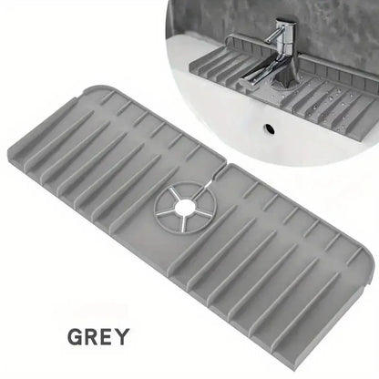 Silicone Faucet Mat for  Dish Soap,  Sponge Holder, Kitchen Countertop Drying Mat and Splash Guard with  Drain Pad