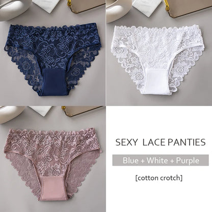 3PCS/Set  of . Luxury Floral Embroidery Lace Panties.  Womens  Briefs,  Sexy Lingerie,  Female Underwear,  Ladies Breathable Underwear