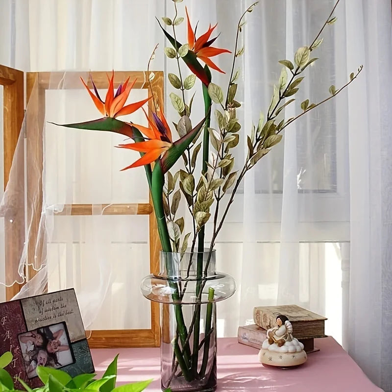 3pcs Artificial Bird Of Paradise Flowers, Rubber Strelitzia 24.5'' Long Stem Flower Suitable For DIY Home Party Theme Decor