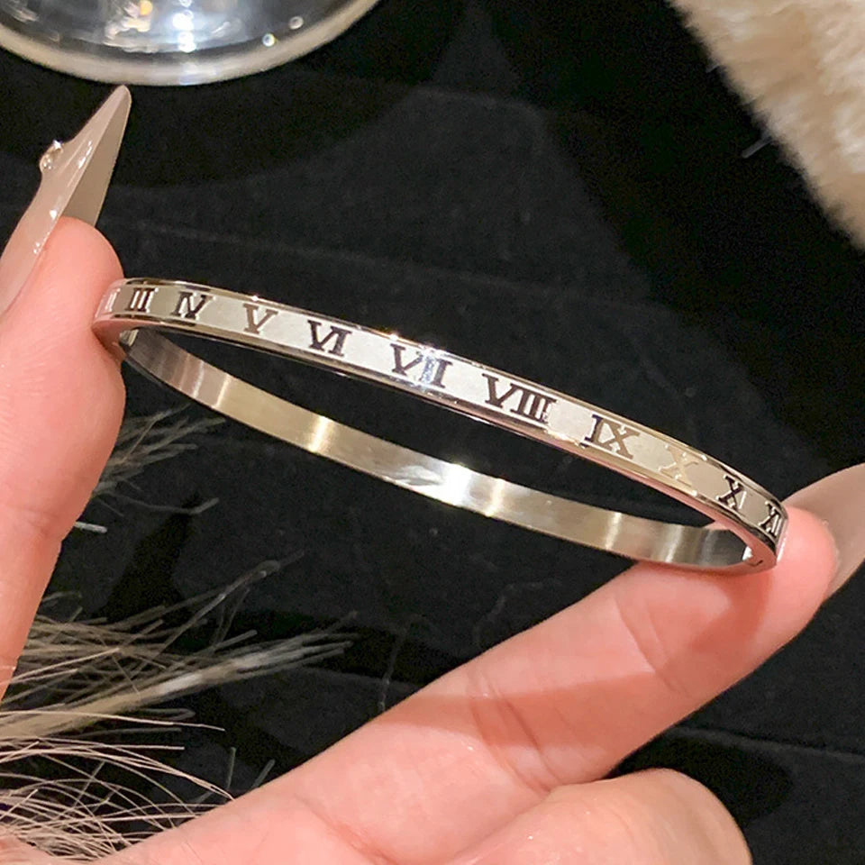 5/1pcs Sparkling Zirconia Inlaid Stainless Steel Bracelet Set for Women,  Stackable Bangles Fashion Non Fading Jewelry Gift.  Perfect for Mothers Day!