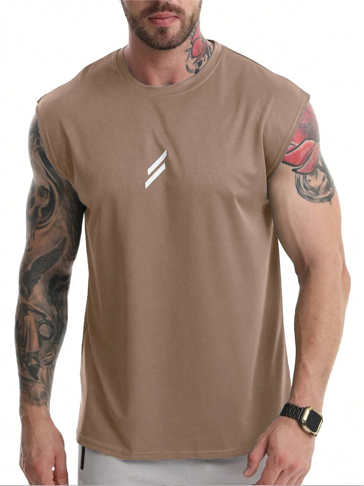 NEW Summer Fitness Sports Tank Top  for Men.  Breathable,  Loose Mesh Training,  Sleeveless T-shirt.   Quick Drying vest mens  Fitness Clothing
