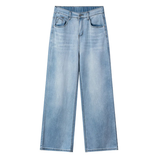 2026 Summer Plus Size Straight Stretch Thin Denim Jeans,  High Elastic Wais,  Slim,  for Casual Pants Curvy Ladies.  Please check sizing charts for US sizing, Not Asian!!!,depending on what your used to>
