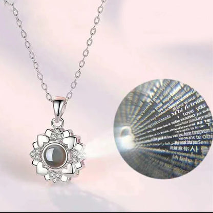 Love Heart Necklace  IN 100 Languages FOR  " I Love You".   Projection Pendant Jewelry For Mom Girlfriend Birthday Christmas Romantic Gifts