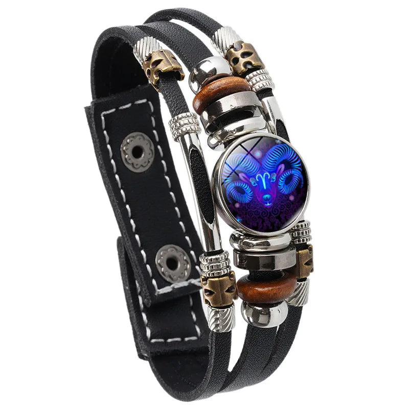 Constellations Luminous Leather Bracelet,  Retro Multi-layer Beaded Leather Bracelet,  Jewelry Gifts for Men /Women /Couples.  The Zodiac signs  numbers are all. Pretty Low so if you need some gifts, do hurry!!!