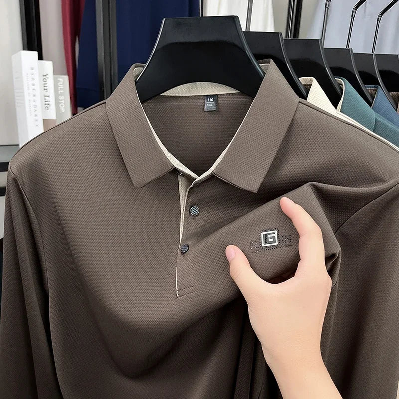 Business Casual, Short Sleeve Polo Shirt,  Solid Colors with Badge. Fashionable, Comfortable, Versatile Business Top