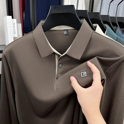 Business Casual, Short Sleeve Polo Shirt,  Solid Colors with Badge. Fashionable, Comfortable, Versatile Business Top