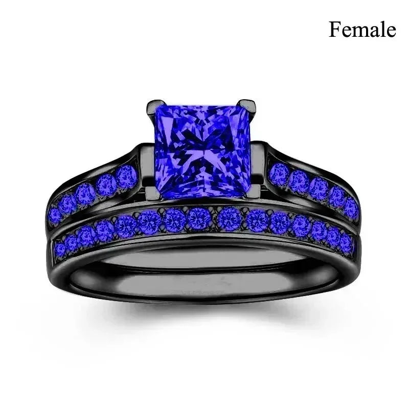 Fashion Couple Rings Men's CZ Stainless Steel Ring, Womens  Heart Cut Crystal Rhinestones Ring Set Wedding  Annniversary, Engagement Jewelry