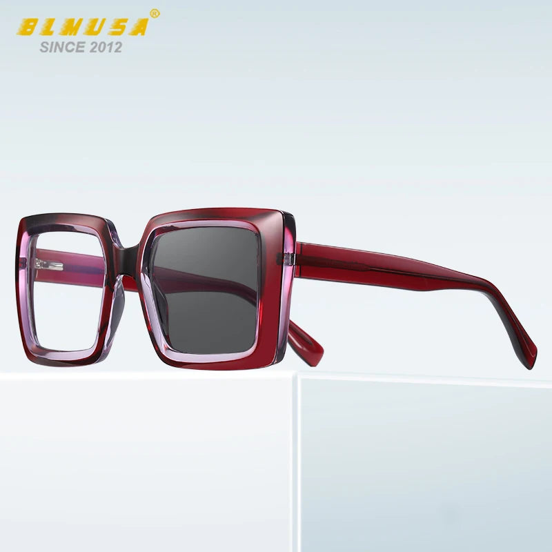 Square, Photochromic,  Blue-Light Blocking, Large Frame Eyeglasses, Reading Glasses Ladies Prescription Myopia Glasses