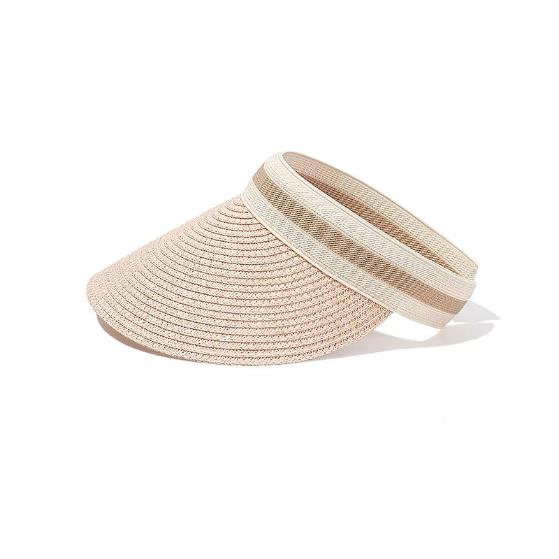 Style "A" is all gone( With the 3 Stripes. ) Styles "B" and "C" are available.  Summer,  Empty Top Straw Hat for Women, Outdoor for Sunscreen .  Visor for  Female,  Handmade,  UV Protection, Big Brim Sun Hat/Visor.    The pi
