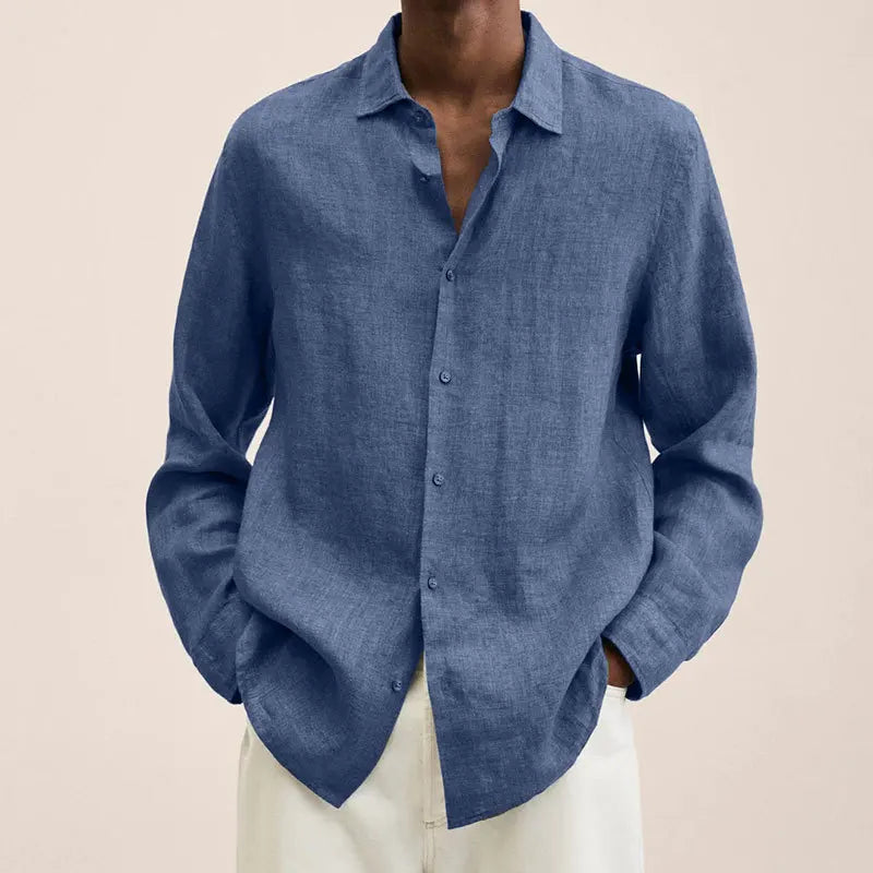 Men's Solid Colors, Cotton Linen , Long Sleeved, Casual Shirt