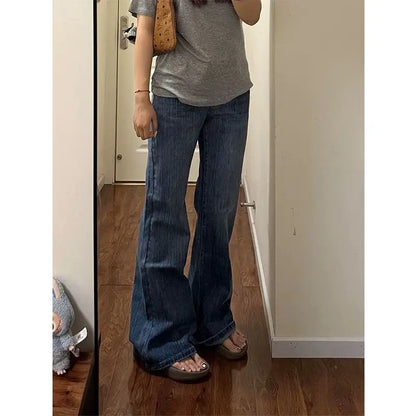Loose,  Wide Leg Bell Bottoms,  Jeans for Girls/ Women with a  Low Wais t Tapered Pants,  Cotton Denim,  Vintage American Style for Fall Collection