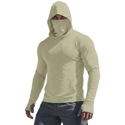 UPF50+ Performance T-Shit, t Mans Long Sleeve Summer Hoodie,  Casual, Sun Running , Quick Dry,  Sunscreen Fishing Ice Silk Pullover Shirt