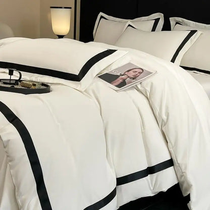 4Pcs Brushed Microfiber King / Queen / Double/ Twin.  Soft Premium Hotel Patchwork Duvet cover Flat/Fitted sheet  and 2 Pillowcases