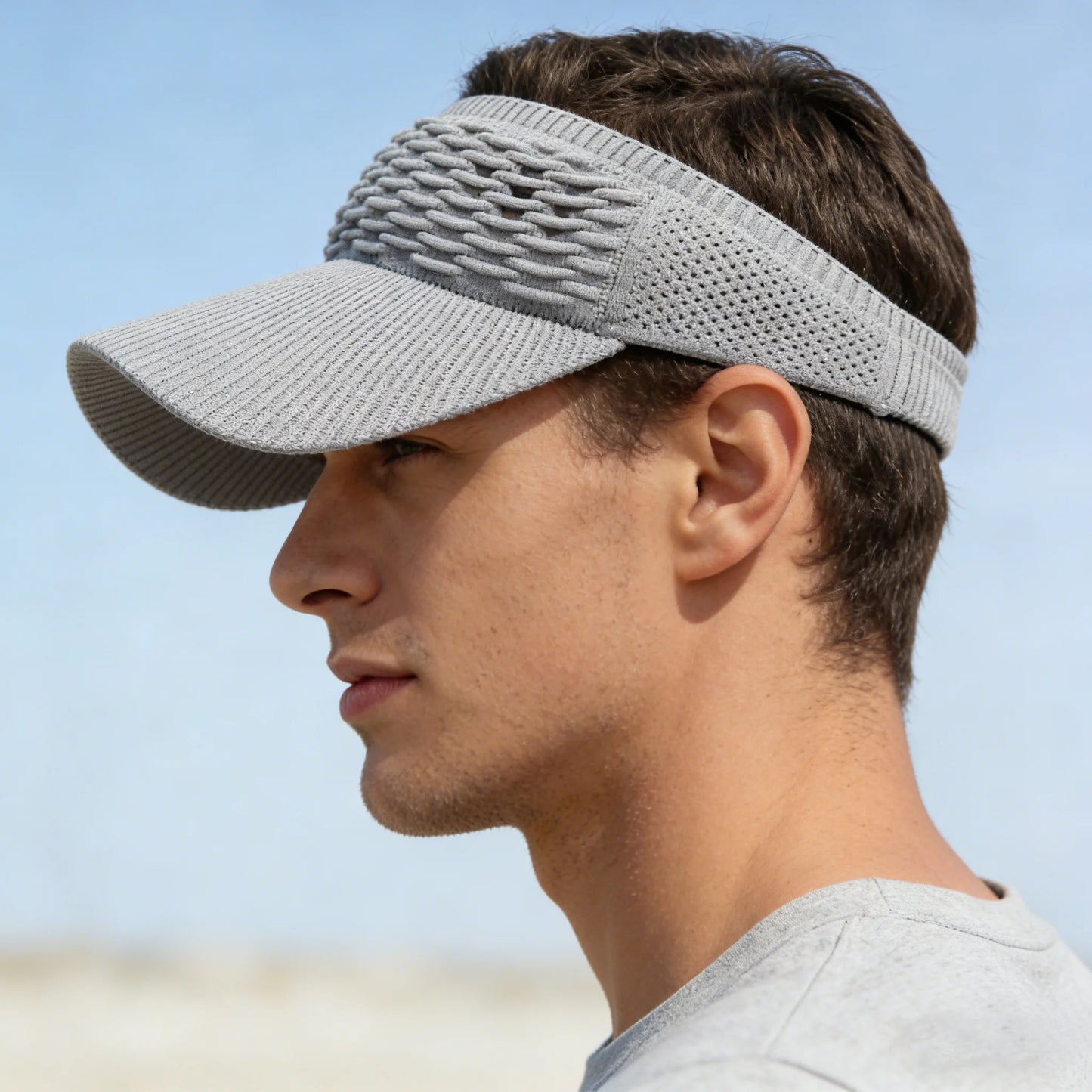 1pc Fashion Folds Design,  Solid Colors,  Large Brim Sunscreen Hat,  Outdoor,  Elastic Fabric,  Sports Sun Cap, Knitted , Empty Top Sun Hat