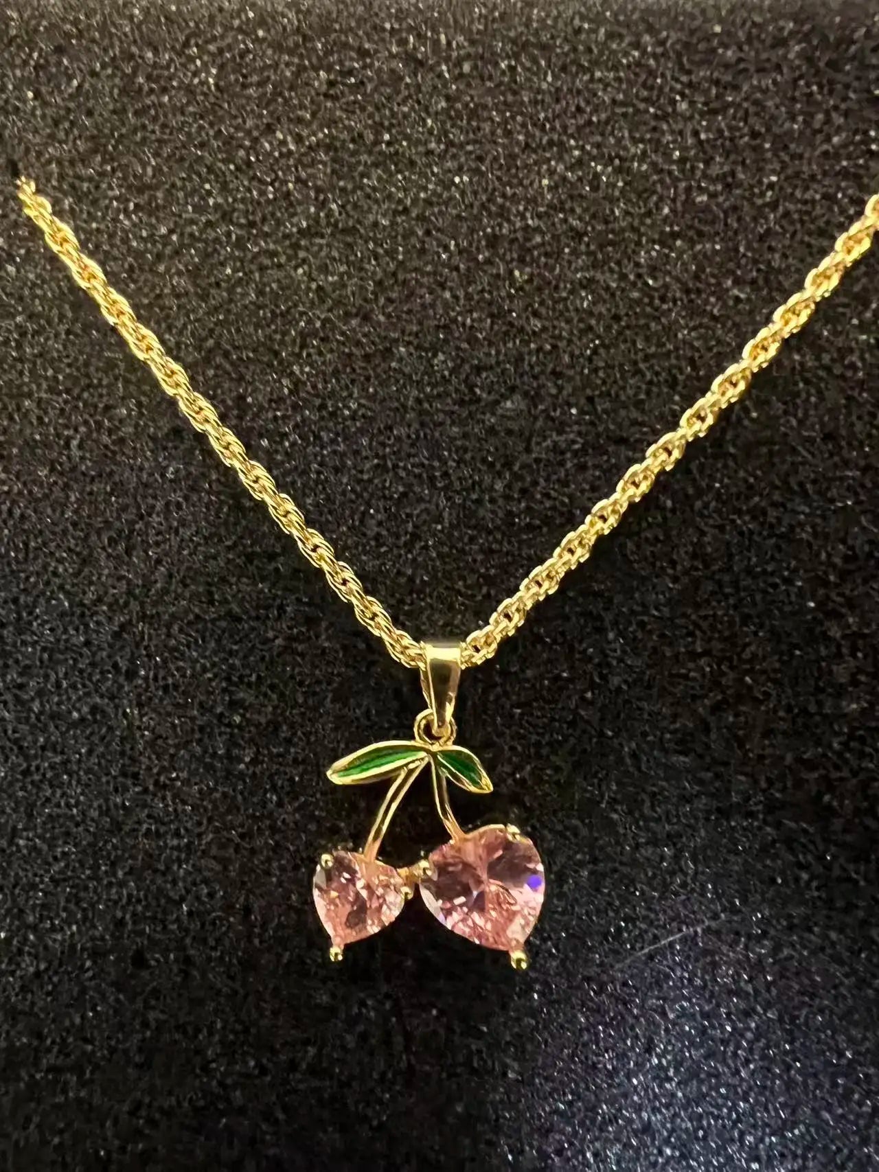 18K Gold Filled Rope Chain Necklace Nugget Heart Pendant