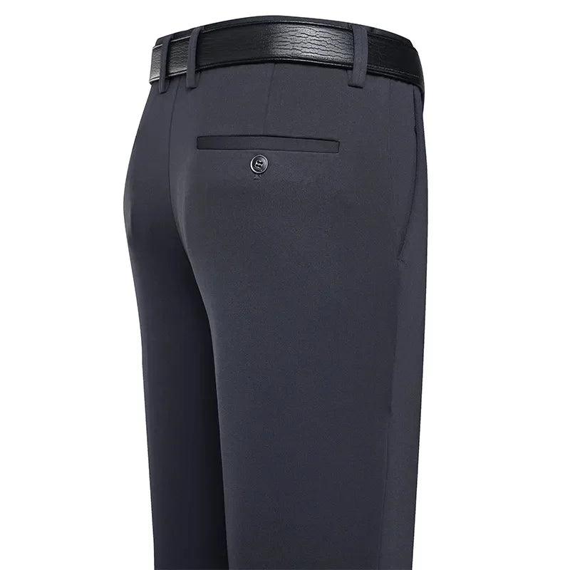 Men's Trousers, Summer -Thin Business Casual Pants.   Classic Solid Colors,  Elastic, Comfortable,  Loose,  Straight leg.