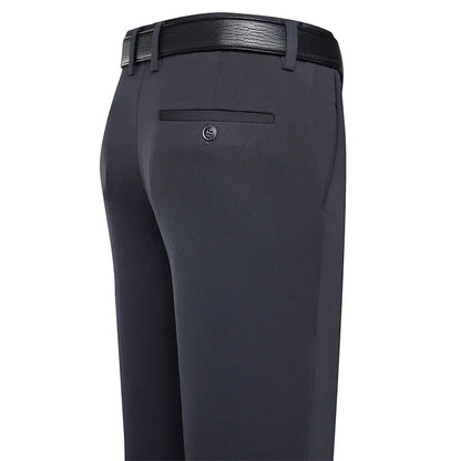 Men's Trousers, Summer -Thin Business Casual Pants.   Classic Solid Colors,  Elastic, Comfortable,  Loose,  Straight leg.