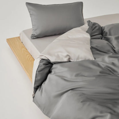 Simple 100% Lyocell Bedding Set,  Solid Colors,  Soft,  Skin-friendly Queen Duvet Cover Set with Sheets  of Natural Plant Fibre on Duvet Cover