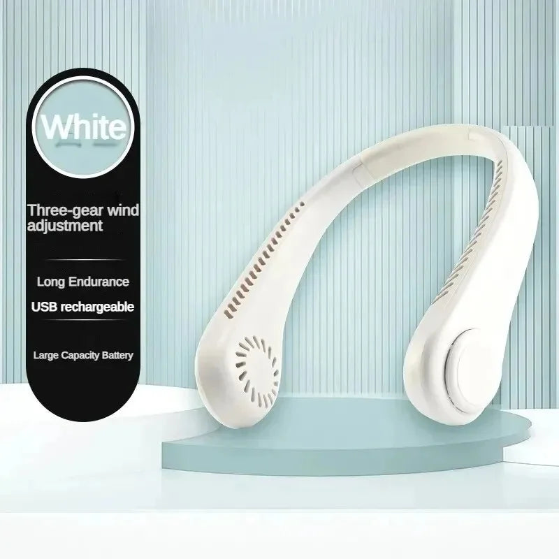 8000mAh USB Hanging Neck Fan Portable, Bladeless,  Mini Rechargeable Mute LED Digital Display, Electric Air Cooler.  Low stock on 1 blue style.  Others have good numbers in stock