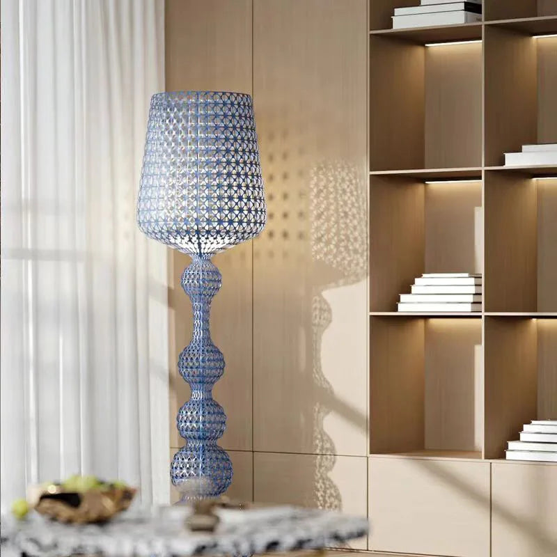 Italian hollow floor lamp acrylic retro atmosphere, wine glass lamp suitable for bedroom sofa